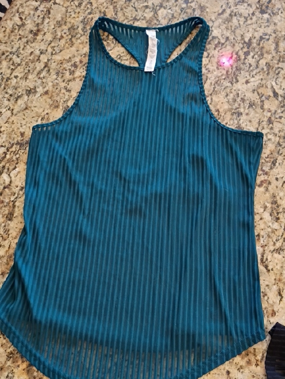 Alo Yoga Sheer Ribbed Teal Racerback Tank Top - Women's